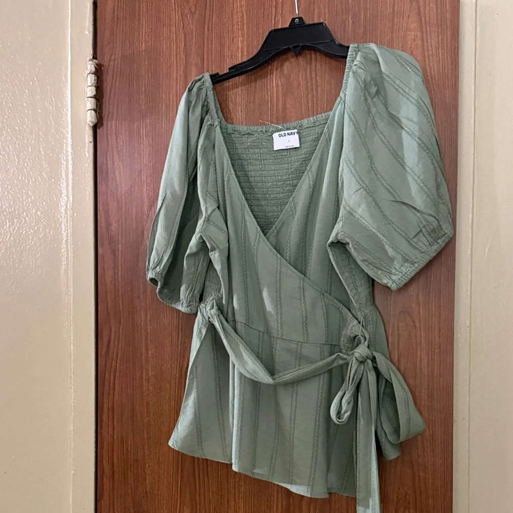 Old Navy Sage Green Wrap Blouse